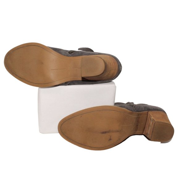 Dolce Vita Grey Leather Suede Womens Sz 7 Booties Ankle Boots Zipper Tassel - Picture 8 of 11